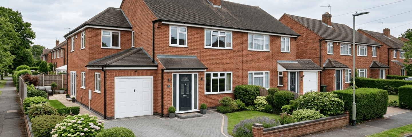 Extended semi-detached property exterior — Solihull, West Midlands